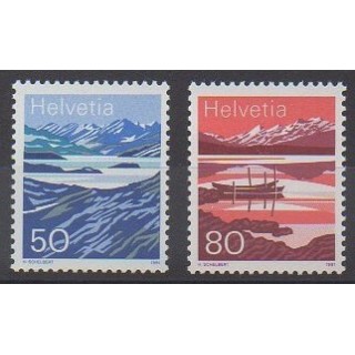 Timbres - Suisse - 1991 - No 1387/1388 - Sites