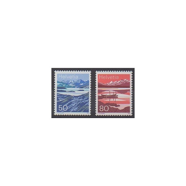 Stamps - Swiss - 1991 - Nb 1387/1388 - Sights