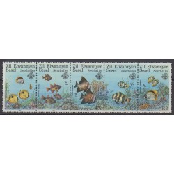 Seychelles Zil Eloigne Sesel - 1987 - Nb 143/147 - Sea animals