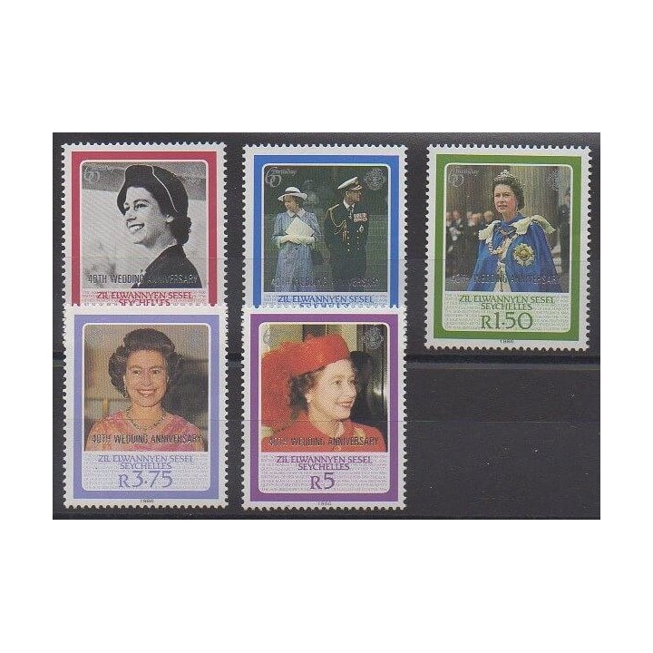 Timbres - Seychelles Zil Eloigne Sesel - 1987 - No 158/162 - Royauté - Principauté