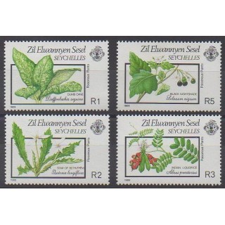 Stamps - Seychelles Zil Eloigne Sesel - 1989 - Nb 186/189 - Flora