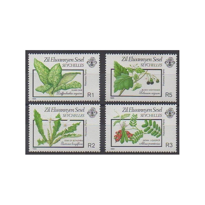 Timbres - Seychelles Zil Eloigne Sesel - 1989 - No 186/189 - Flore