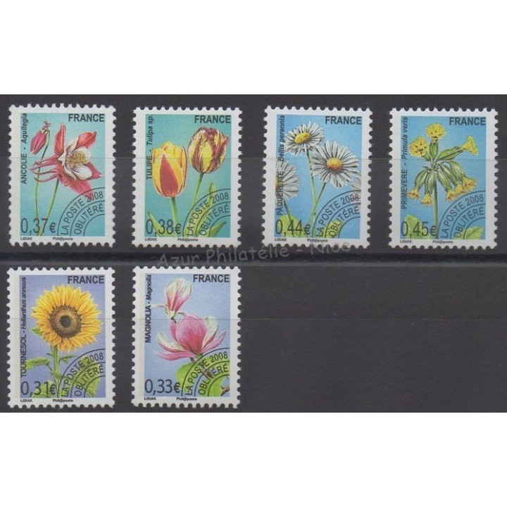 Timbres - Thème fleurs  - France - Préoblitérés - 2008 - No P253/P258