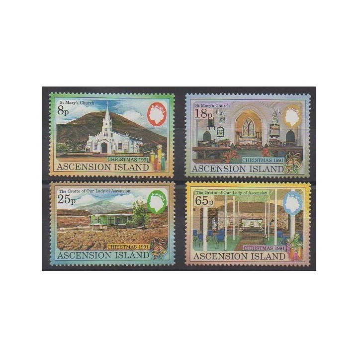 Timbres - Ascension - 1991 - No 535/538 - Églises