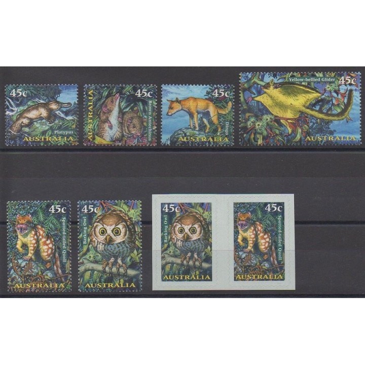 Timbres - Australie - 1997 - No 1615/1622 - Mammifères - Oiseaux