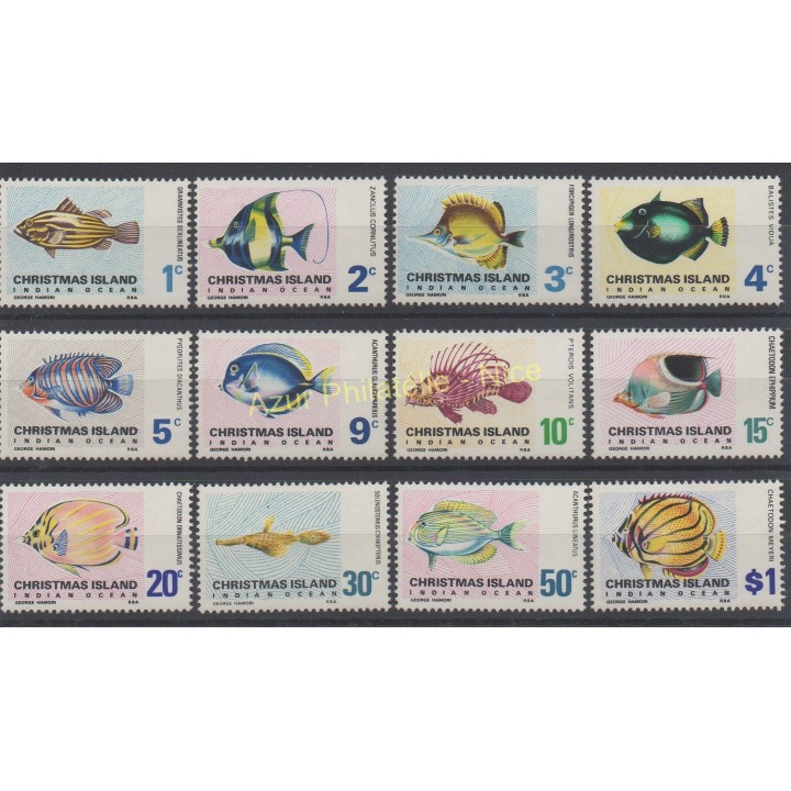 Stamps - Theme fishes - Christmas (Island) - 1968 - Nb 22/33