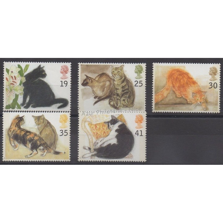 Timbres - Thème chiens et chats - Grande-Bretagne - 1995 - No 1789/1793