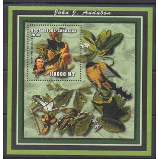 Timbres - Mozambique - 2002 - No BF115 - Oiseaux - Peinture