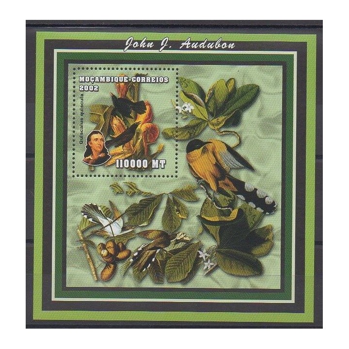 Timbres - Mozambique - 2002 - No BF115 - Oiseaux - Peinture