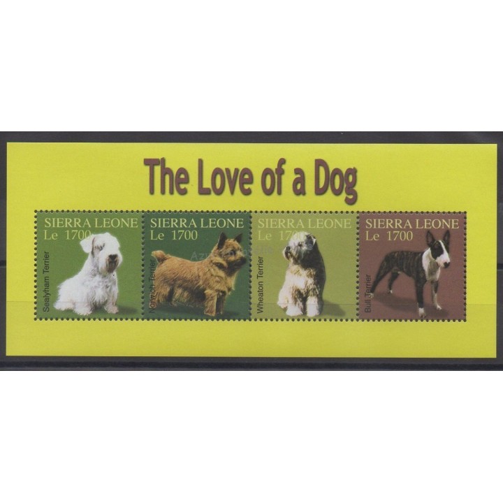 Timbres - Thème chiens et chats - Sierra Leone - 2004 - No 3897/3900