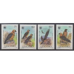 Lesotho - 1986 - Nb 663/666 - Birds - Endangered species - WWF