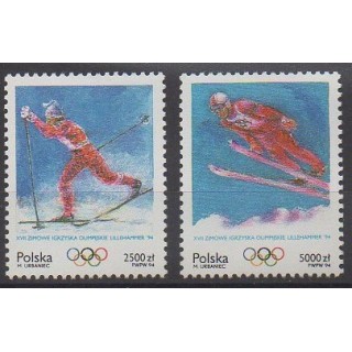 Timbres - Pologne - 1994 - No 3272/3273 - Jeux olympiques d'hiver