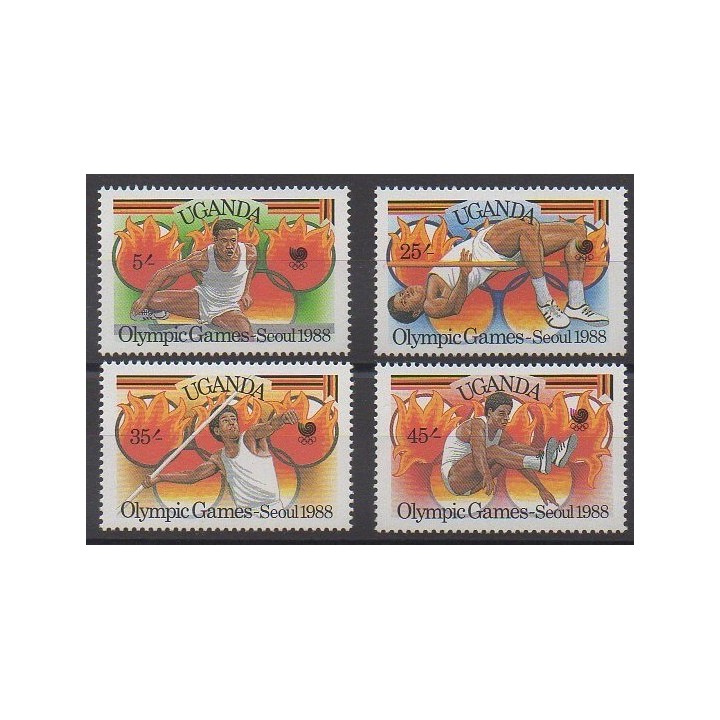 Timbres - Ouganda - 1988 - No 502/505 - Jeux Olympiques d'été