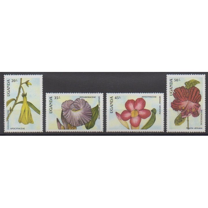 Timbres - Ouganda - 1988 - No 510/513 - Fleurs