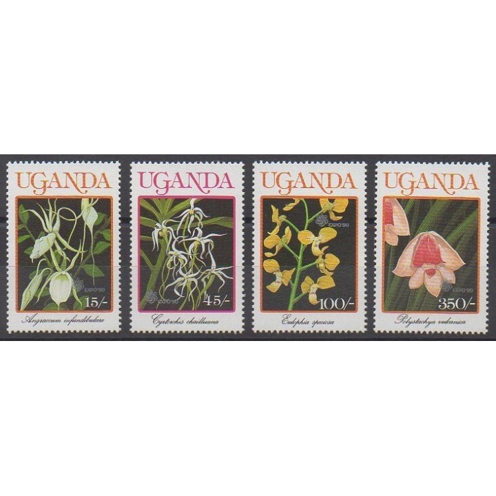 Stamps - Uganda - 1990 - Nb 699/702 - Orchids
