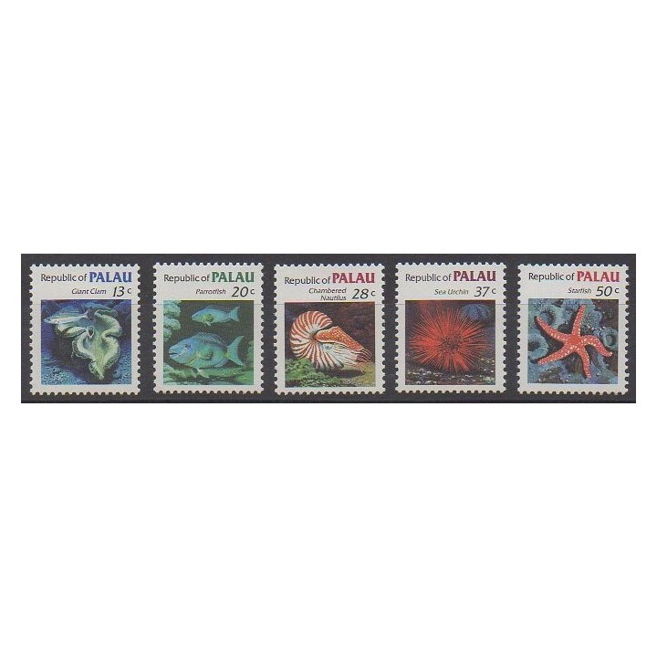 Timbres - Palau - 1984 - No 42/46 - Animaux marins