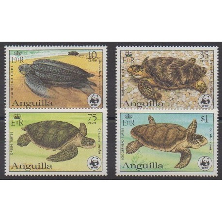 Anguilla - 1983 - No 492/495 - Reptiles - Espèces menacées - WWF