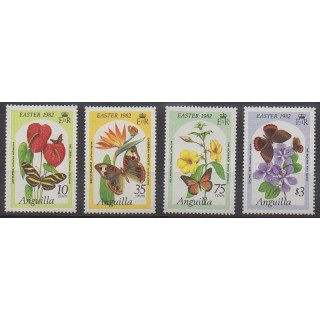 Anguilla - 1982 - No 441/444 - Fleurs  - Insectes