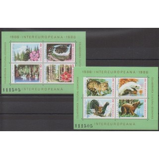 Roumanie - 1986 - No BF181/BF182 - Fleurs  - Animaux - Environnement