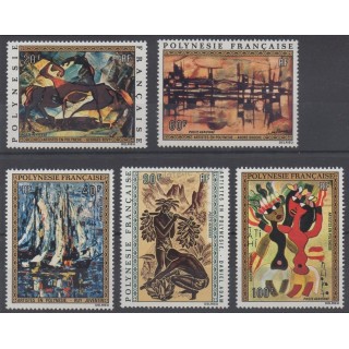 Timbres - Thème peinture - Polynésie - Poste aérienne - 1972 - No PA65/PA69