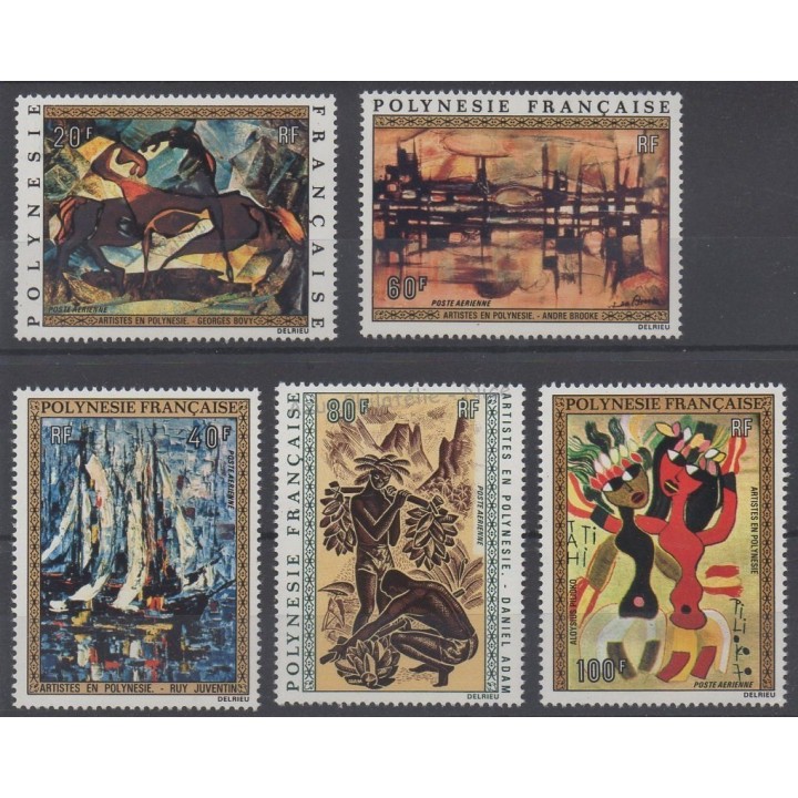 Timbres - Thème peinture - Polynésie - Poste aérienne - 1972 - No PA65/PA69