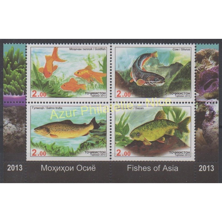 Timbres - Thème poissons - Tadjikistan - 2013 - No 485/488