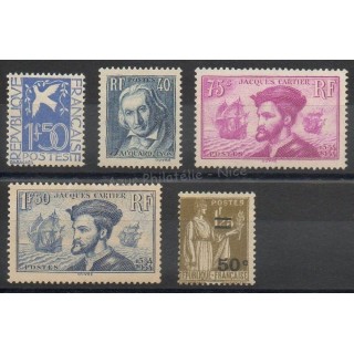 Timbres  - France - année complète - 1934 - No 294/298