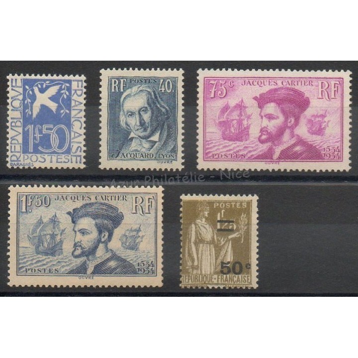 Timbres  - France - année complète - 1934 - No 294/298