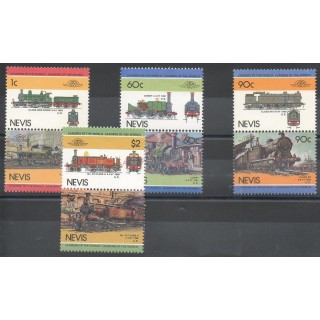 Timbres - Thème trains - Nevis - 1985 - No 279/286
