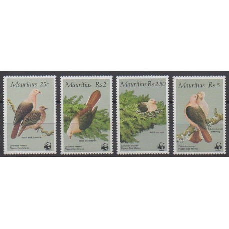Maurice - 1985 - No 631/634 - Oiseaux - Espèces menacées - WWF