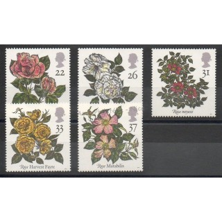 Timbres - Thème roses - Grande-Bretagne - 1991 - No 1551/1555