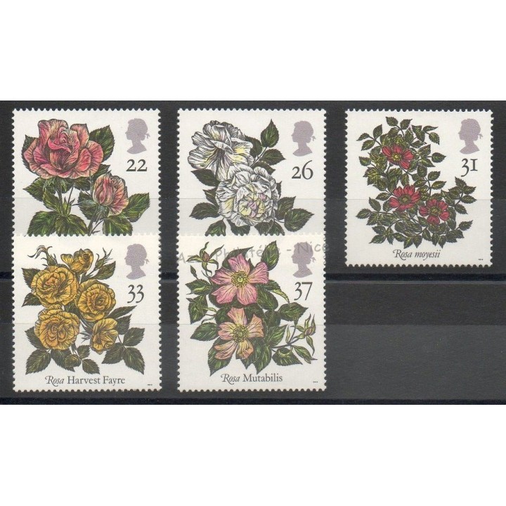 Stamps - Theme roses - Great Britain - 1991 - Nb 1551/1555
