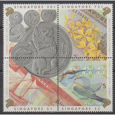 Singapour - 1992 - No 651/654 - Monnaies, billets ou médailles