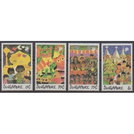 Singapour - 1989 - No 562/565 - Dessins d'enfants - Folklore