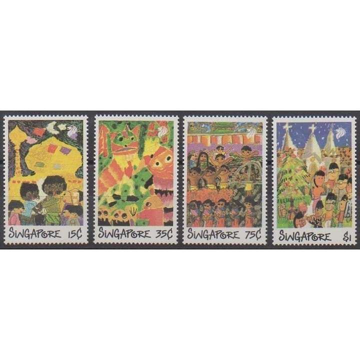 Singapour - 1989 - No 562/565 - Dessins d'enfants - Folklore