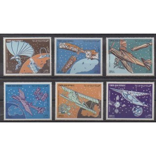Yemen - Arab Republic - 1982 - Nb PA208 Série de 6 timbres individuels - Planes - Space