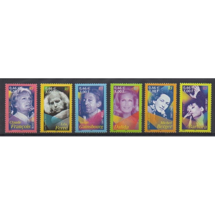 France - Poste - 2001 - Nb 3391/3396 - Music