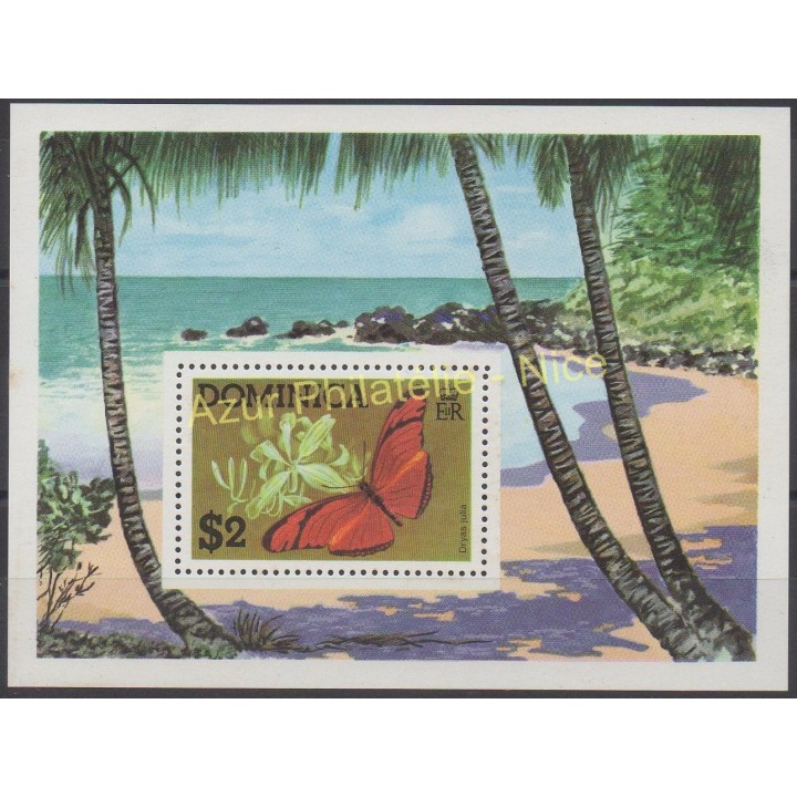 Timbres - Thème papillons - Dominique - 1975 - No BF 31