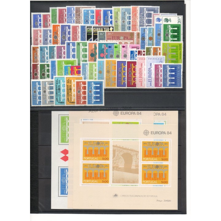 Timbres - Thème ponts - Europa - 1984 - 69 valeurs - 4 BF - 35 pays