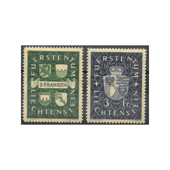 Timbres - Thème armoiries - Liechtenstein - 1939- No 159/160