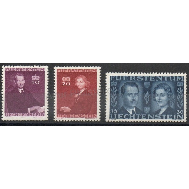 Timbres - Thème royauté - Liechtenstein - 1943 - No 186/188