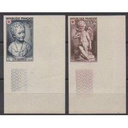 France - Poste - 1950 - No 876/877ND - Coins de feuilles - Santé ou Croix-Rouge