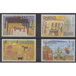 Zambia - 1986 - Nb 360/363 - Children's drawings - Christmas