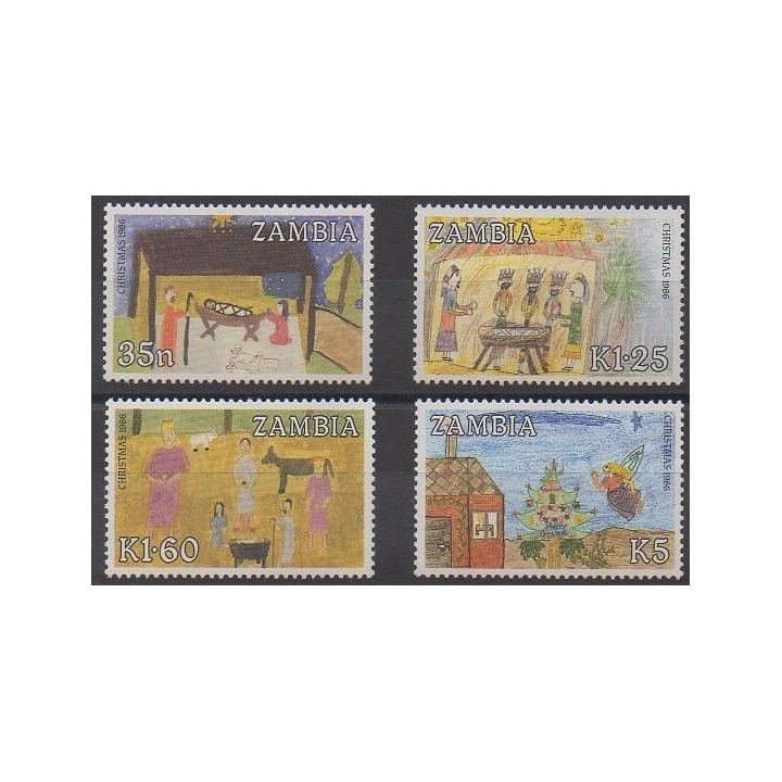 Zambie - 1986 - No 360/363 - Dessins d'enfants - Noël
