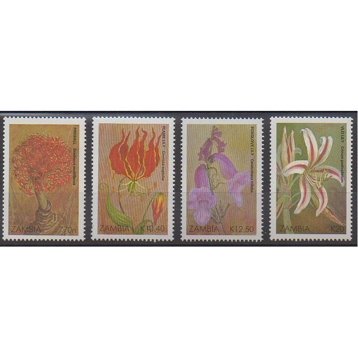 Zambia - 1989 - Nb 477/480 - Flowers