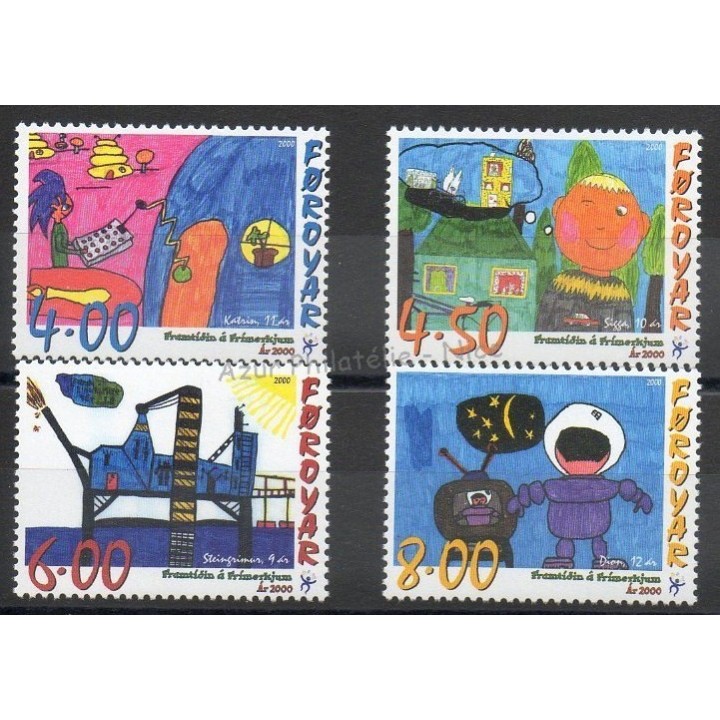 Timbres - Thème dessins d'enfants - Féroé (Iles) - 2000- No 365/368