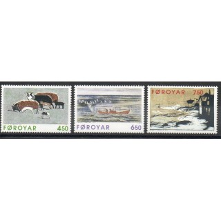Timbres - Thème sites  - Féroé (Iles) - 1996- No 301/303