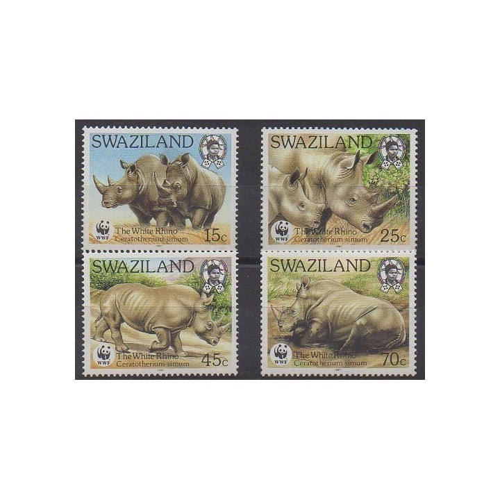 Swaziland - 1987 - Nb 525/528 - Mamals - Endangered species - WWF