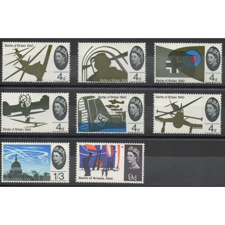 Timbres - Thème Seconde Guerre mondiale - Grande-Bretagne - 1965- No 407/418
