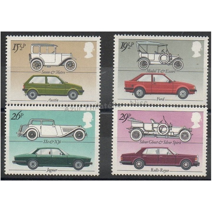 Timbres - Thème voitures - Grande-Bretagne - 1982- No 1058/1061